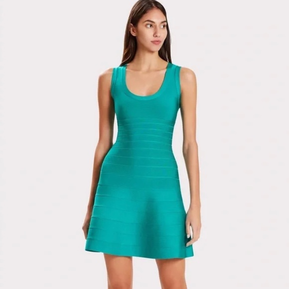 🆕 HERVE LEGER PARIS A-LINE BANDAGE MINI DRESS - Picture 2 of 6